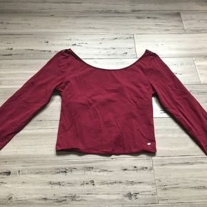 NWOT AE Maroon Crop Top with 3/4 Sleeves